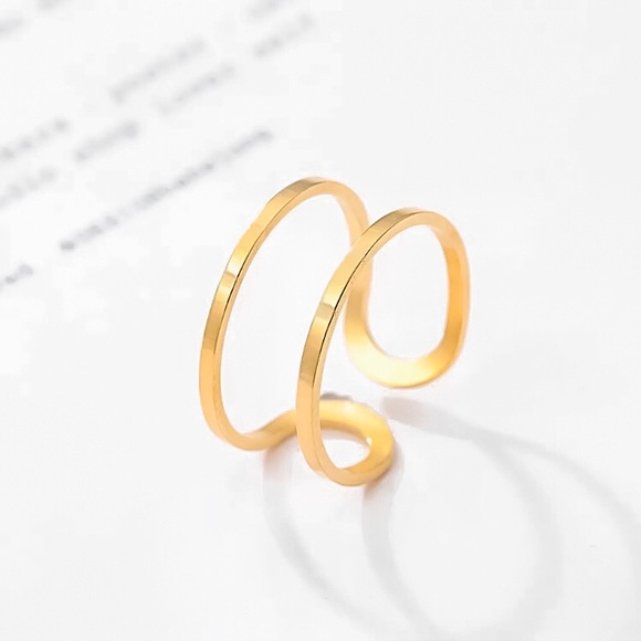 🔵𝟲𝟱%𝗢𝗙𝗙 𝗯𝘂𝗻𝗱𝗹𝗲𝘀 𝟯+🔵 NEW Double Bar Adjustable Stainless Steel Ring - Picture 8 of 12